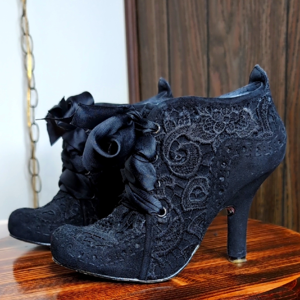 Irregular Choice Midnight Lace Heeled Boots